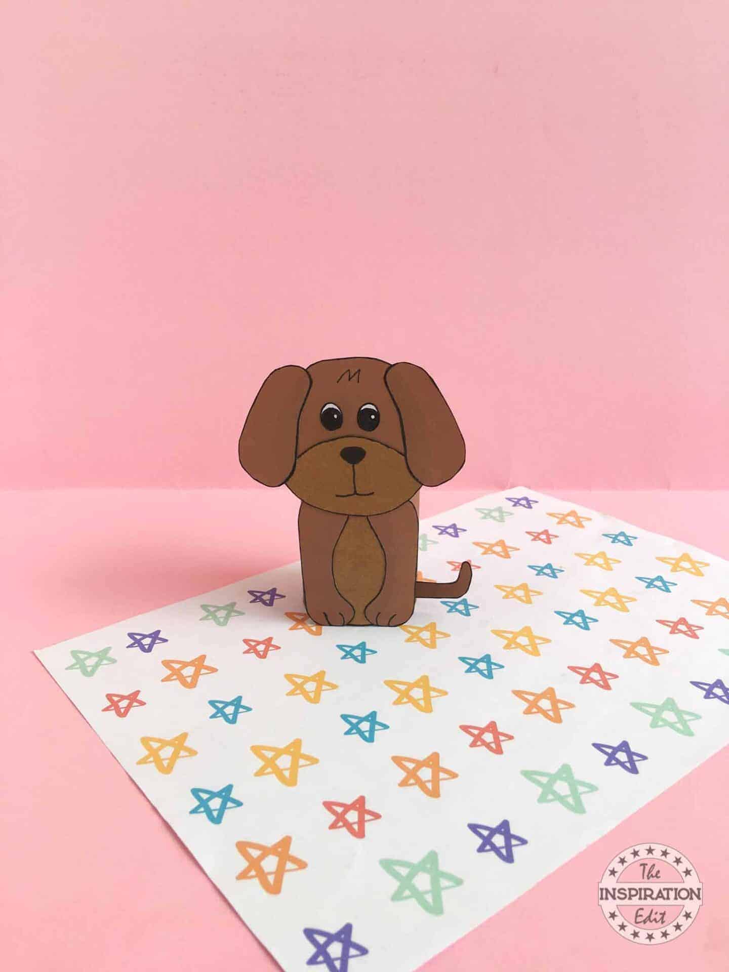 Paper Dog Craft with Various Colors of Stars.