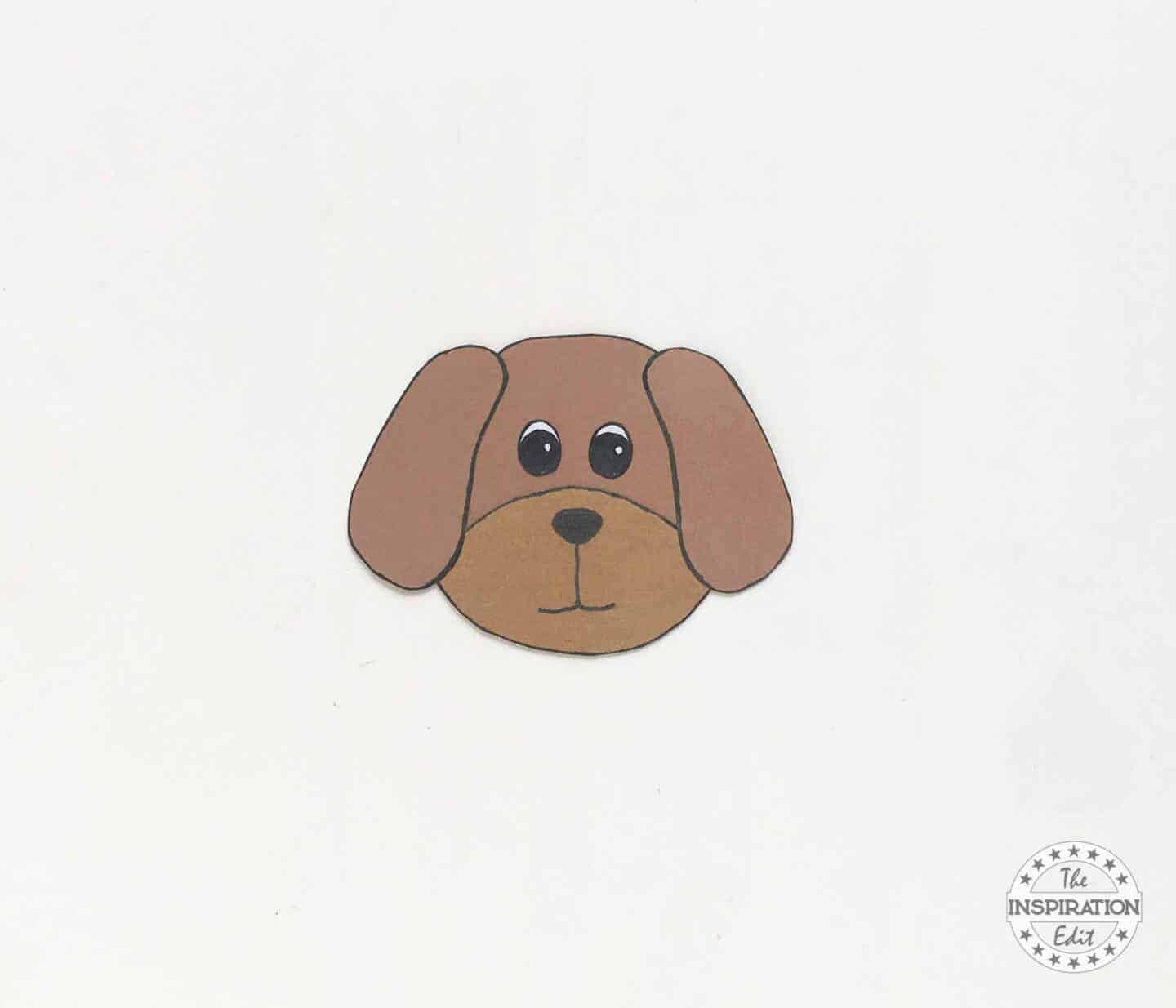 Dog Craft Head, Ears, Eyes, with Nose and Mouth Drawing.