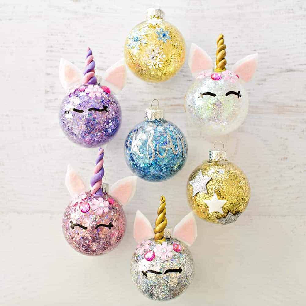 Glitter Unicorn Ornaments.