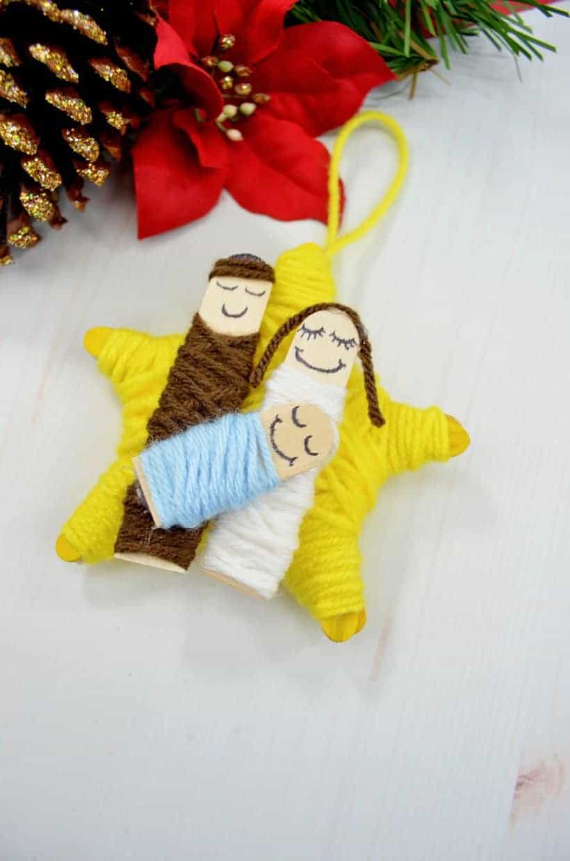 Yarn-Wrapped Nativity Ornaments.