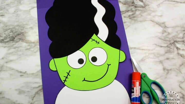 constructing this halloween craft for kids. frankensteins bride