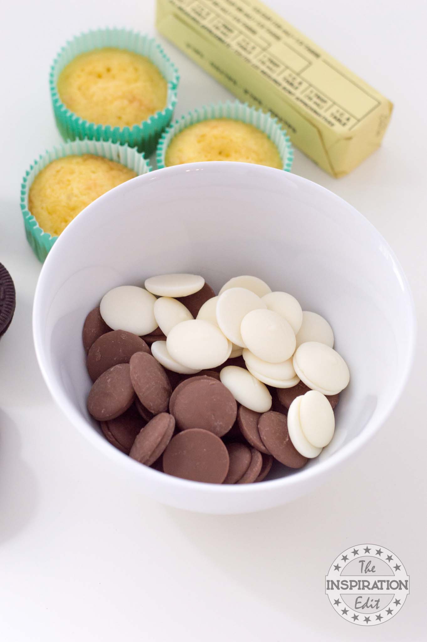 Candy melts in a bowl.