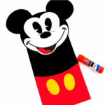 Mickey Mouse paper bag craft and a glue stick.