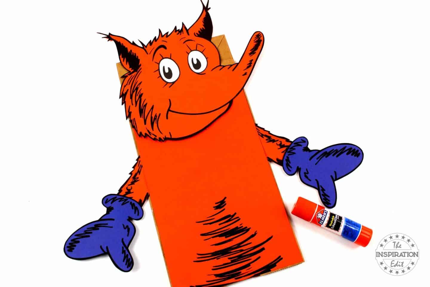 making a fox in socks paper bag puppet
