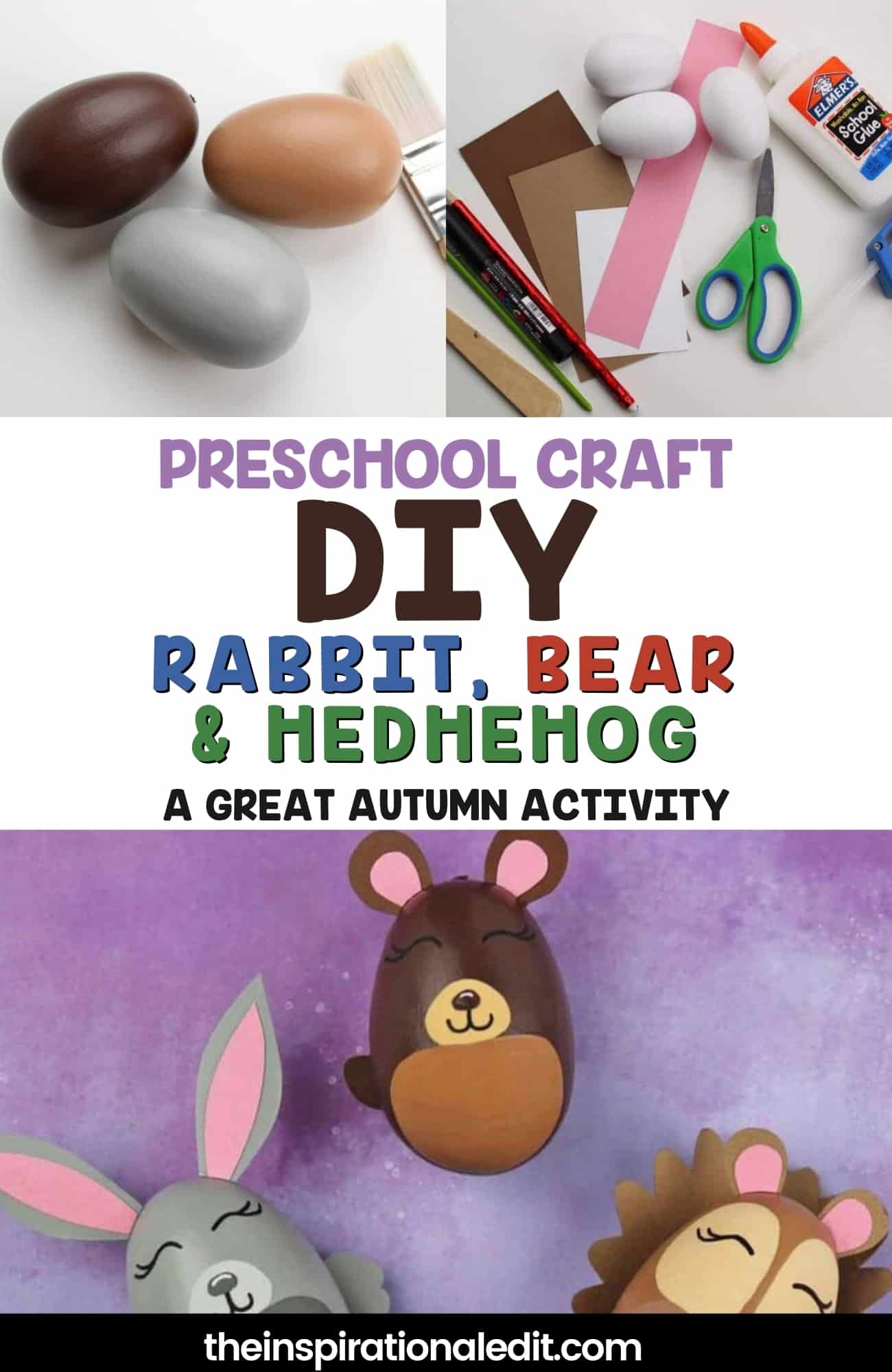 Preschool Craft DIY Rabbit, Bear And Hedgehog · The Inspiration