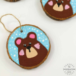 Christmas Bear Wooden Slice Decoration.