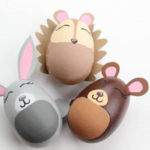 DIY Rabbit, Bear and Hedgehog Egg Crafts.