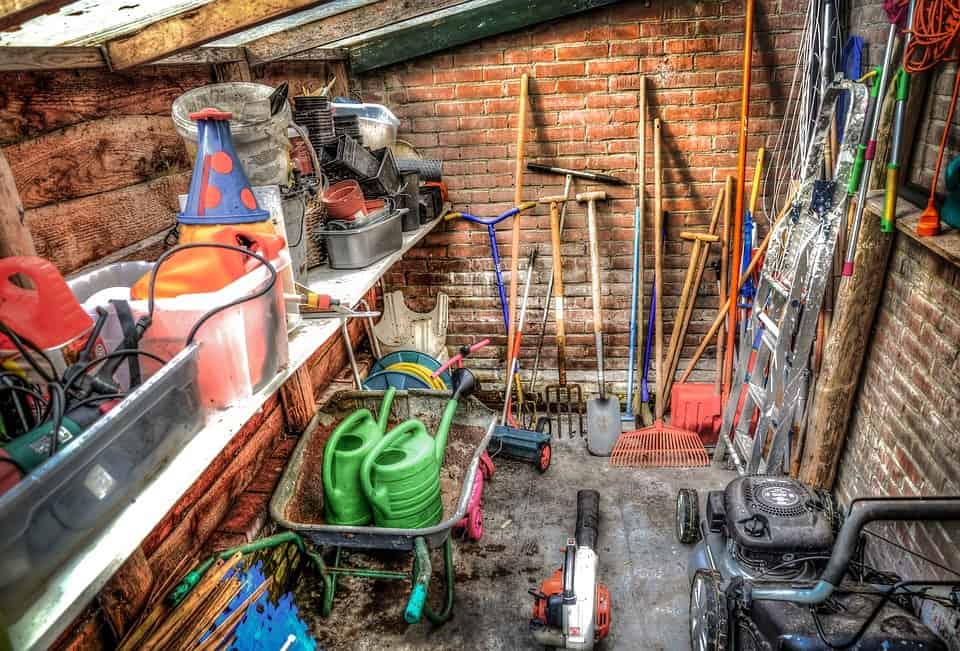 garden shed full of tools.