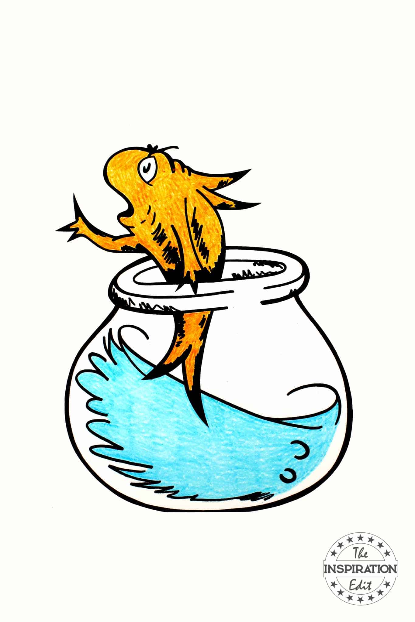 fish coloring page from cat in the hat