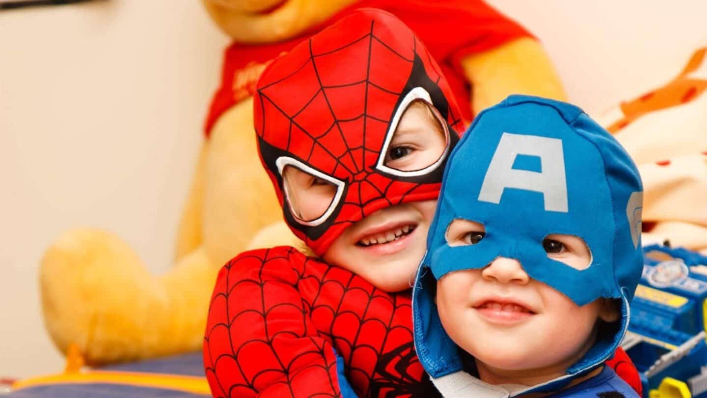 Child with Autism in Superhero Costume.