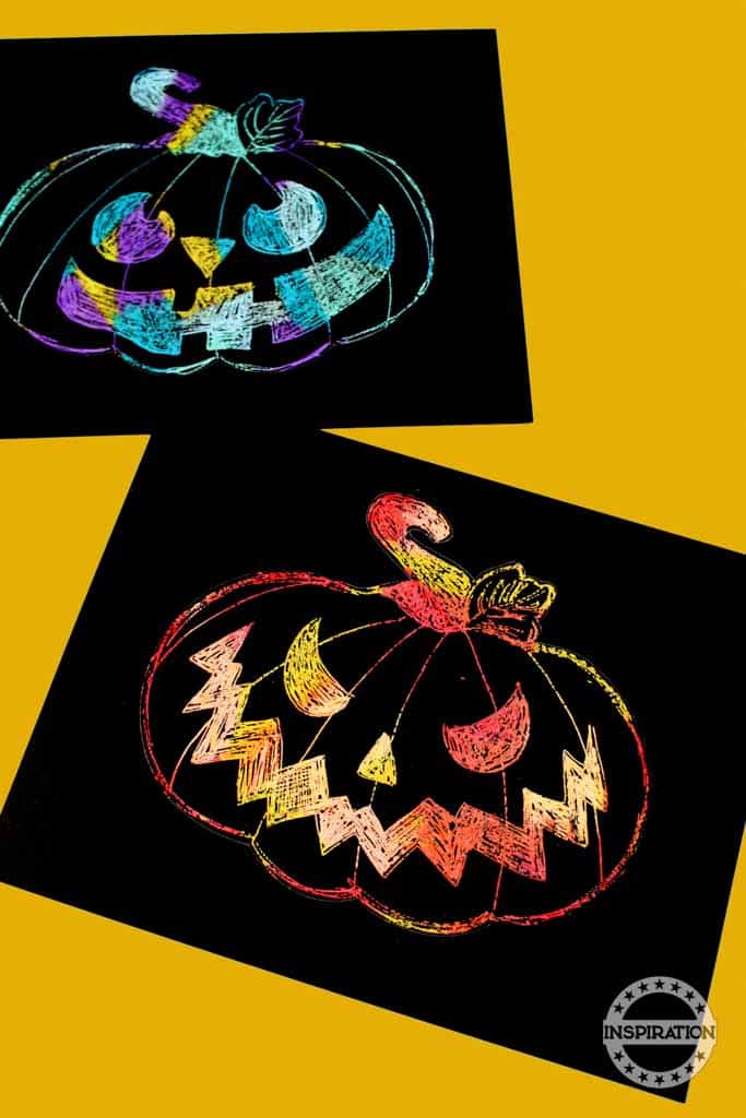 Pumpkin Halloween Scratch Art.