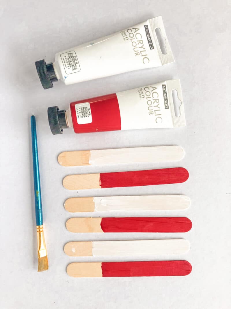 painting the popsicle sticks