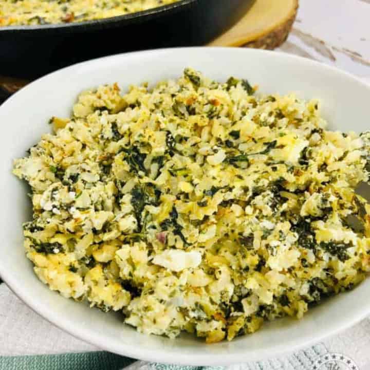 Easy Spinach Feta Rice Casserole.