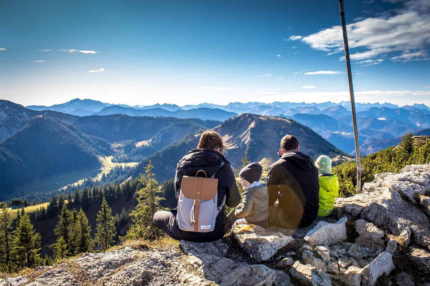 Family Adventure On Mountains.