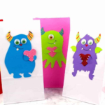 Monster style for treat bags for Valentines day.